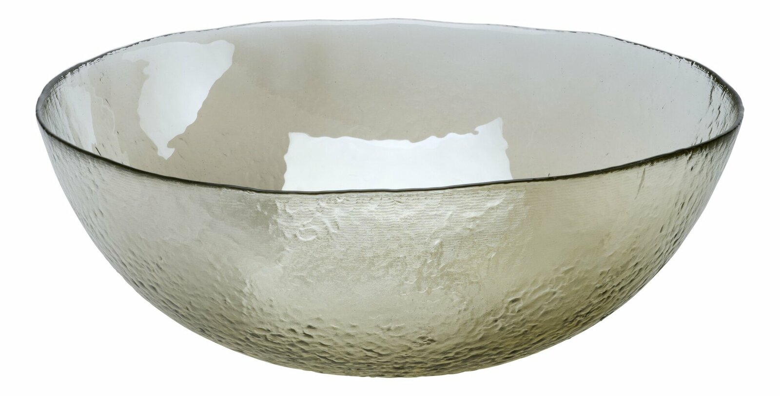 Braune Glasschale Luzia, 25 cm, mit strukturierter Oberfläche, seitliche Perspektive