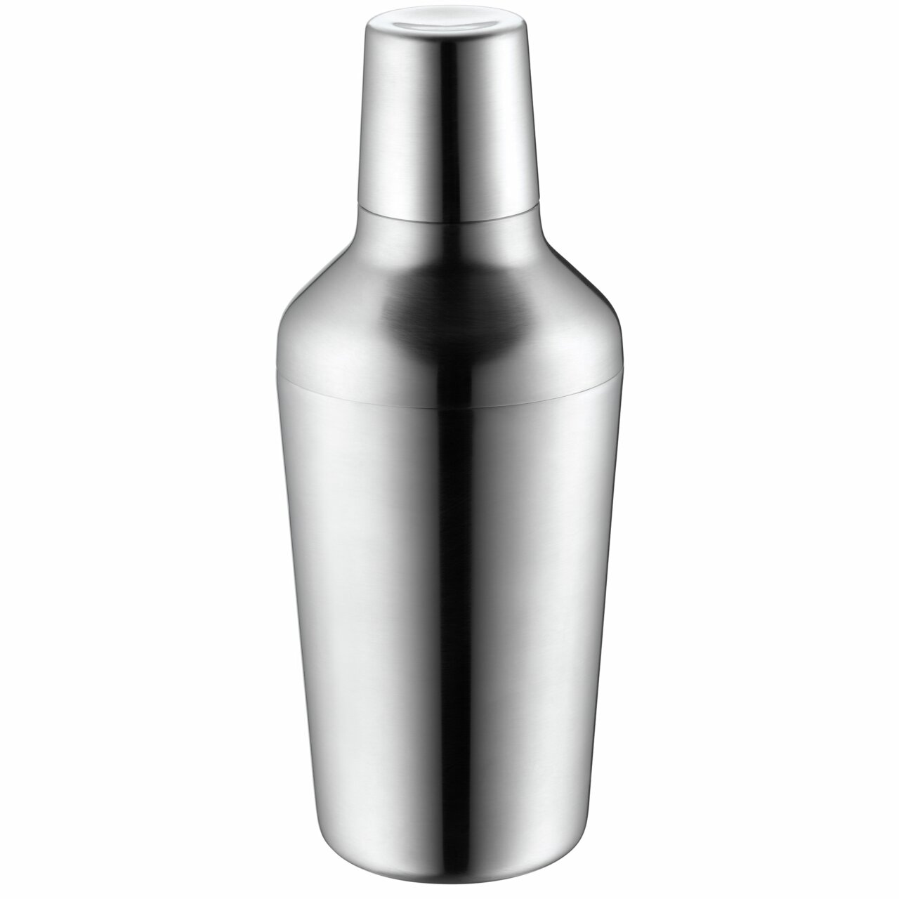 Edelstahl-Cocktailshaker aus der Frontalperspektive