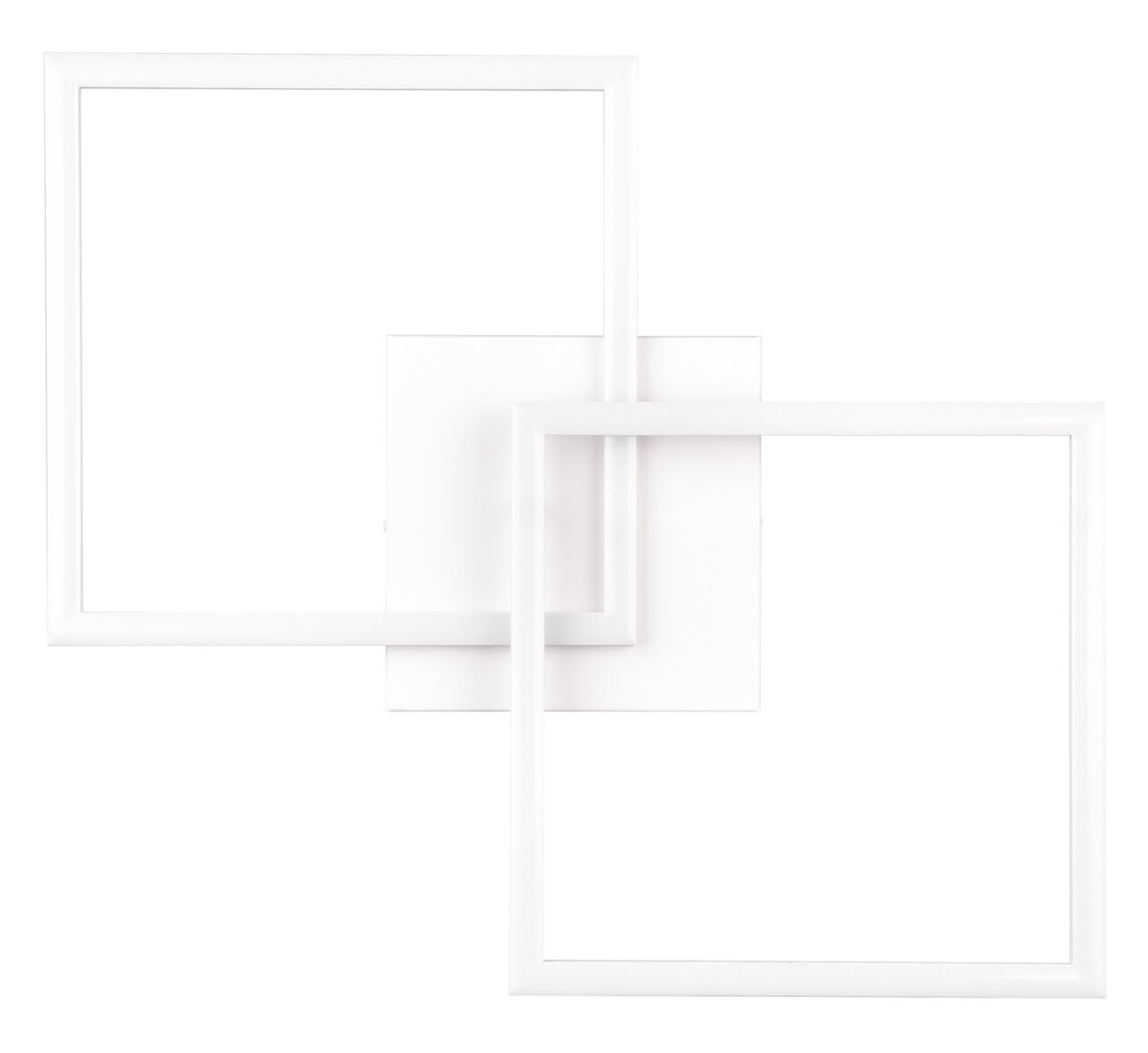 Moderne Deckenleuchte Trail mit zwei überlappenden quadratischen Rahmen in Weiß, Ansicht von oben.