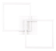 Moderne Deckenleuchte Trail mit zwei überlappenden quadratischen Rahmen in Weiß, Ansicht von oben.