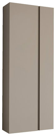 Garderobenschrank in Beige mit zwei Türen, seitliche Perspektive