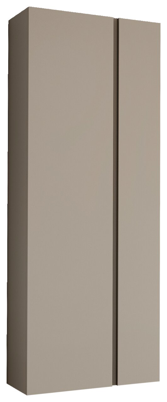 Garderobenschrank in Beige mit zwei Türen, seitliche Perspektive