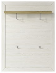 Garderoben-Set mit Holzoptik, frontal betrachtet, mit Ablage und Haken.