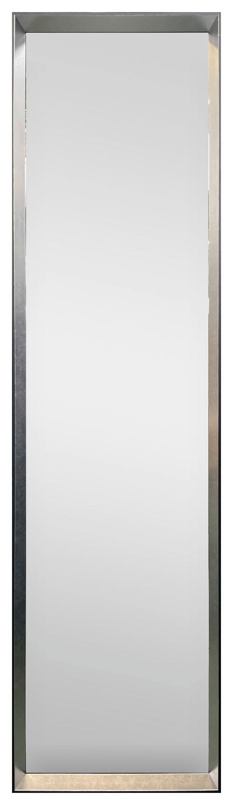Moderner Wandspiegel mit silbernem Rahmen, Frontalansicht