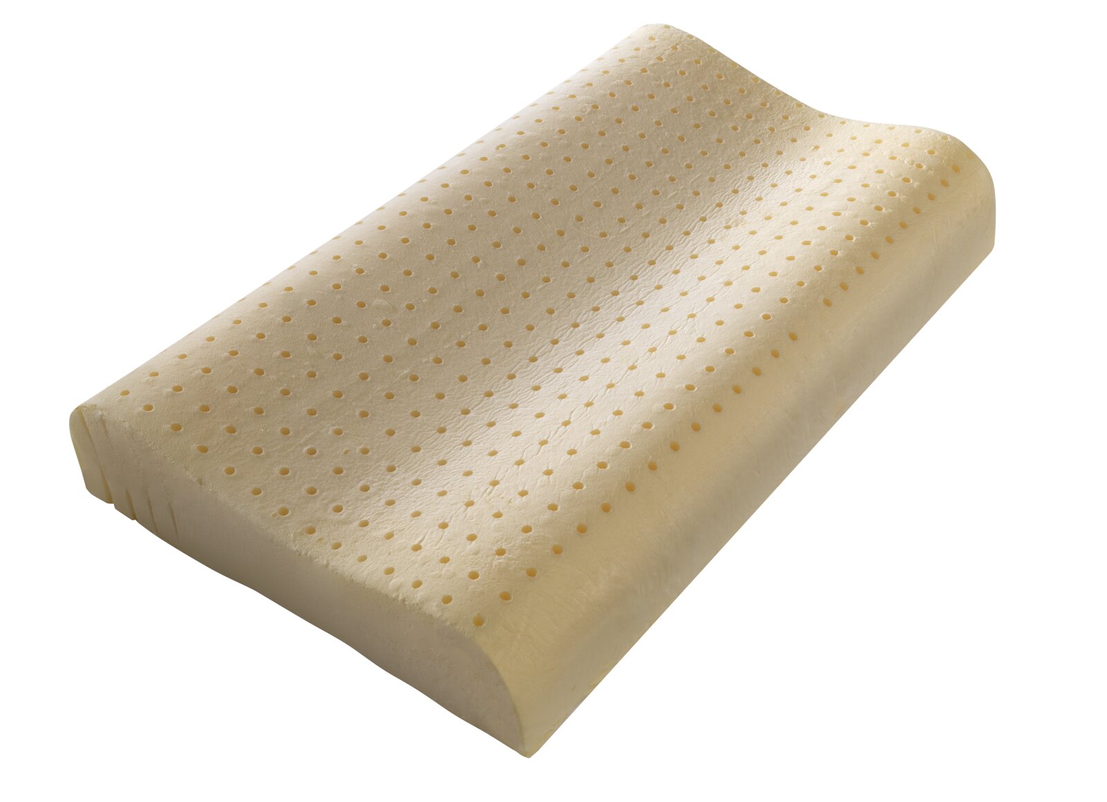 Orthopedisch slaapkussen met ergonomische golvende vorm en ventilatiegaten, zijaanzicht