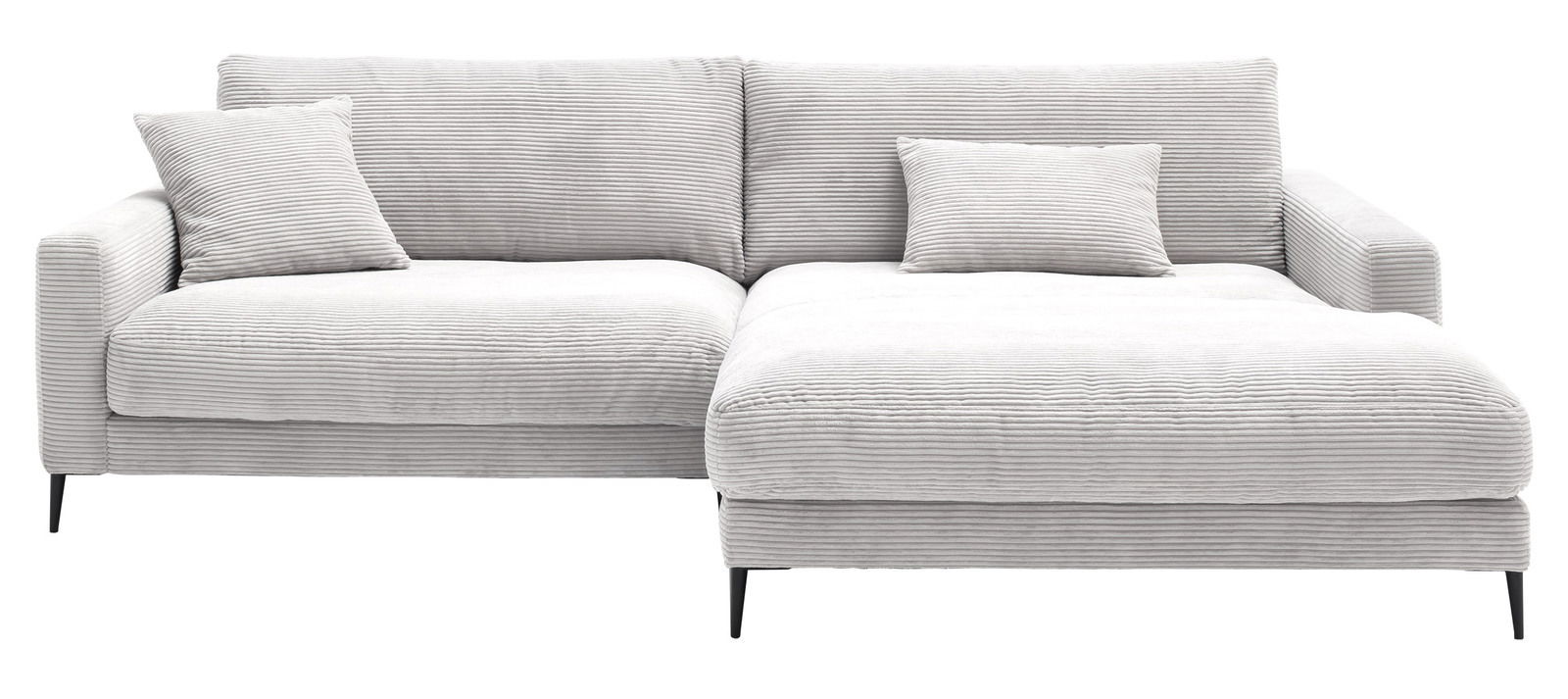 Graue Longchairkombination mit zwei Kissen, Vorderansicht