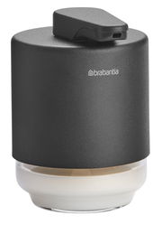 Schwarzer Seifenspender von Brabantia, seitliche Perspektive