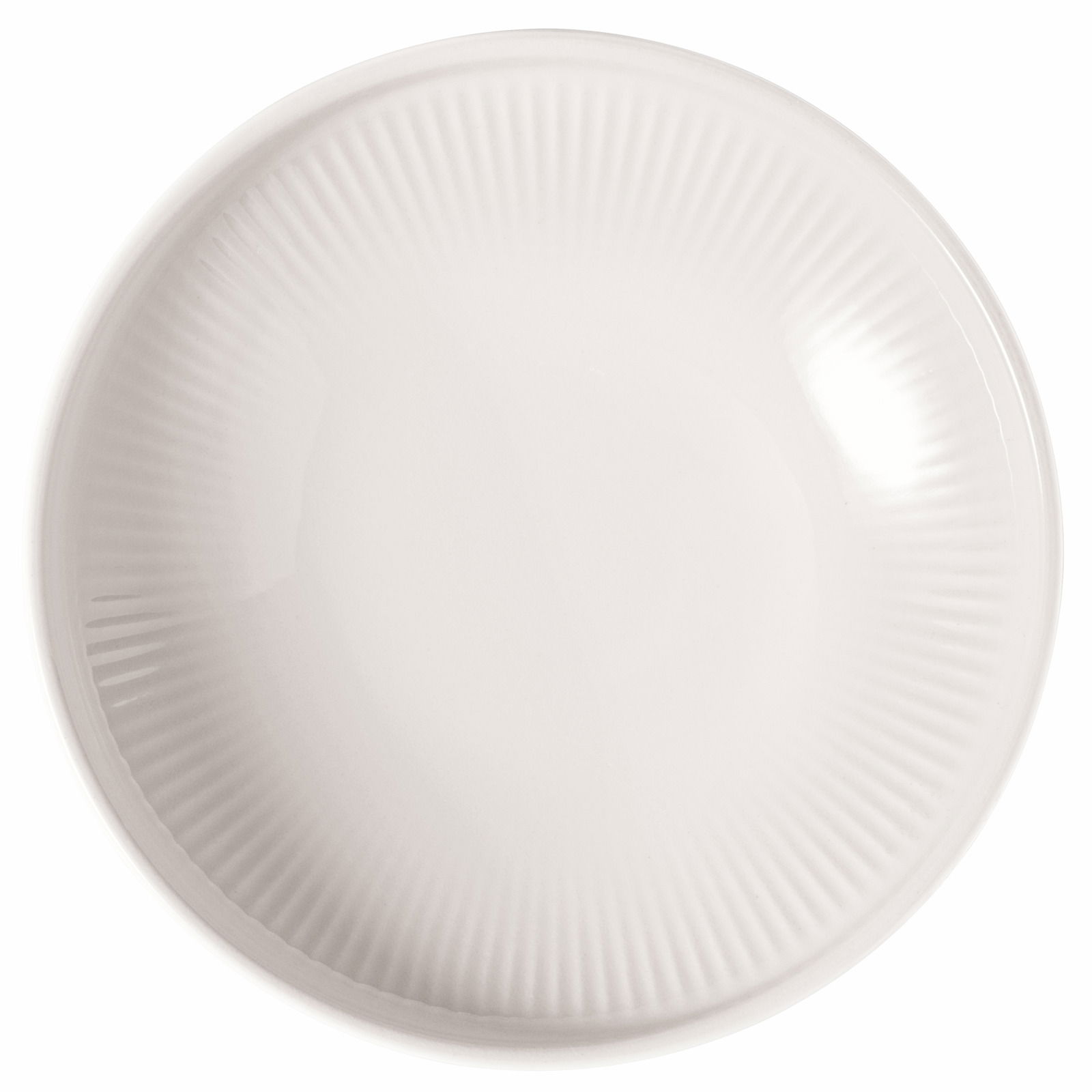 Dessertschale Afina 80ml aus der Vogelperspektive, weiß mit feinem Rillenmuster.