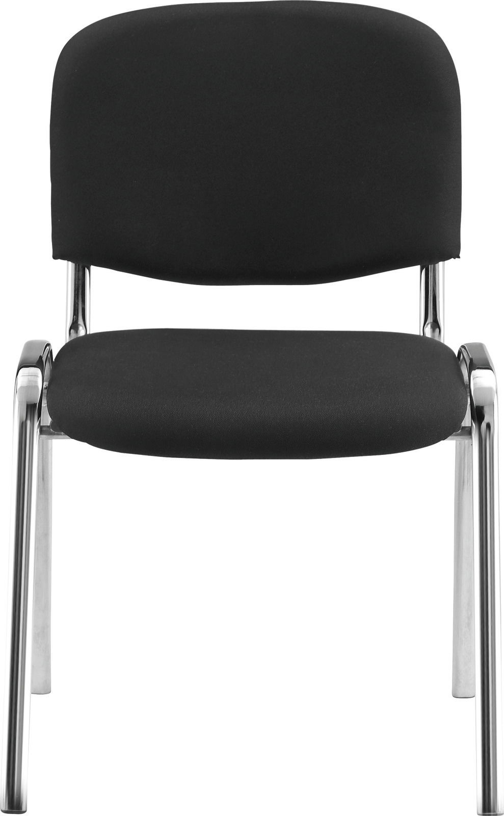 Schwarzer Besucherstuhl mit verchromten Beinen, Vorderansicht