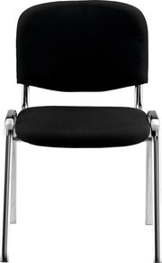 Schwarzer Besucherstuhl mit verchromten Beinen, Vorderansicht