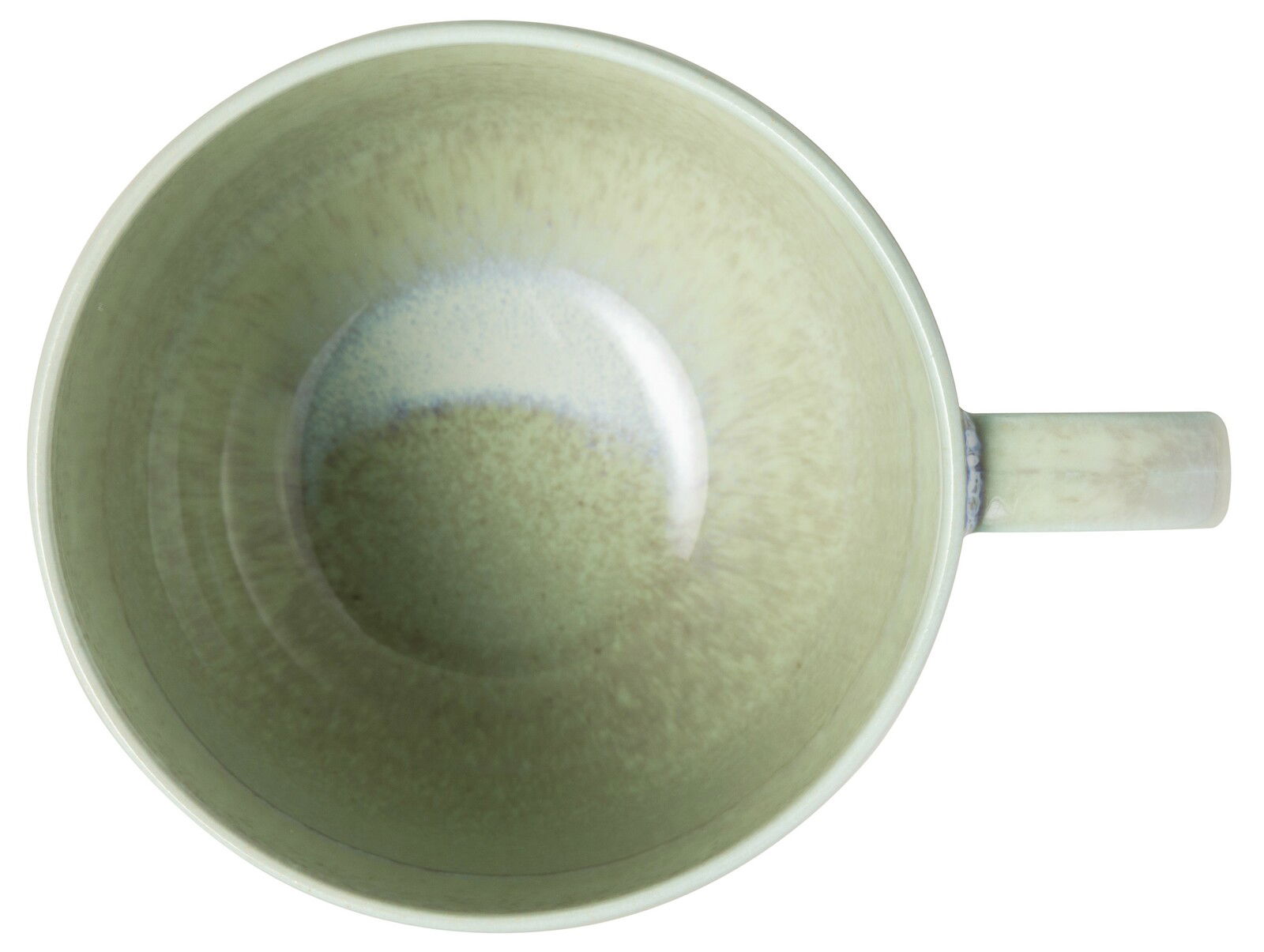 Grüner Becher mit Henkel, Ansicht von oben