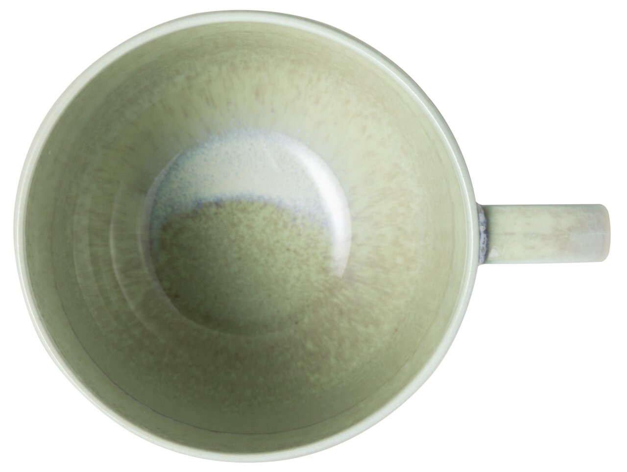 Grüner Becher mit Henkel, Ansicht von oben