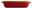 Rote Auflaufform mit Deckel aus Holz, seitliche Perspektive