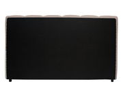 Rückansicht eines Polsterbettgestells mit schwarzer Rückwand und hellen Seiten.