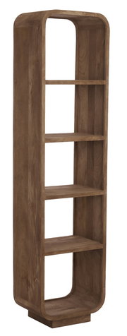 Standregal aus Holz mit abgerundeten Ecken, seitliche Perspektive