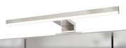 Moderne LED-Leuchte auf einem Spiegelschrank, seitliche Perspektive