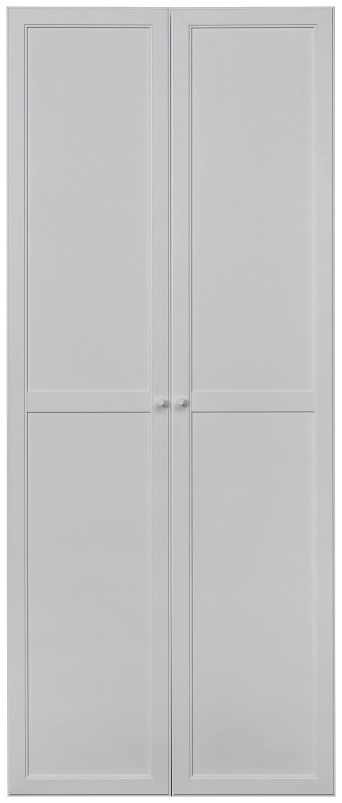 Weiße Doppeltür mit schlichter Paneeloptik, frontal fotografiert.