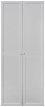 Weiße Doppeltür mit schlichter Paneeloptik, frontal fotografiert.