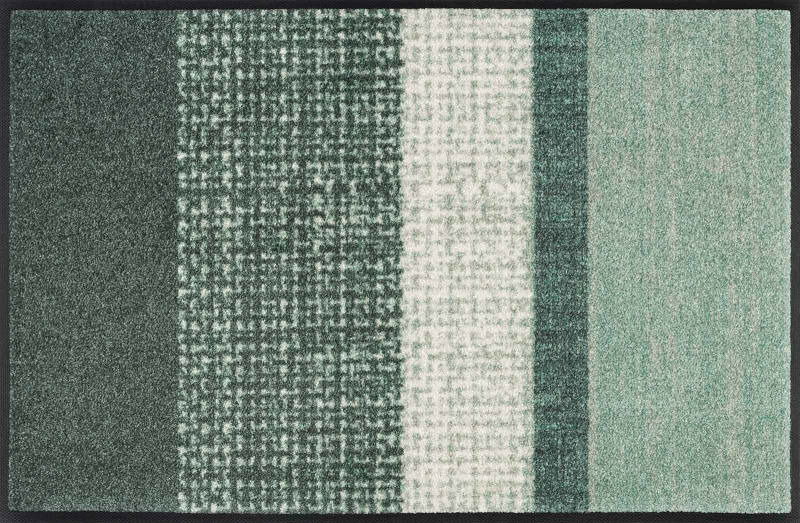 Fußmatte Lynna in grünen und weißen Streifen, Draufsicht