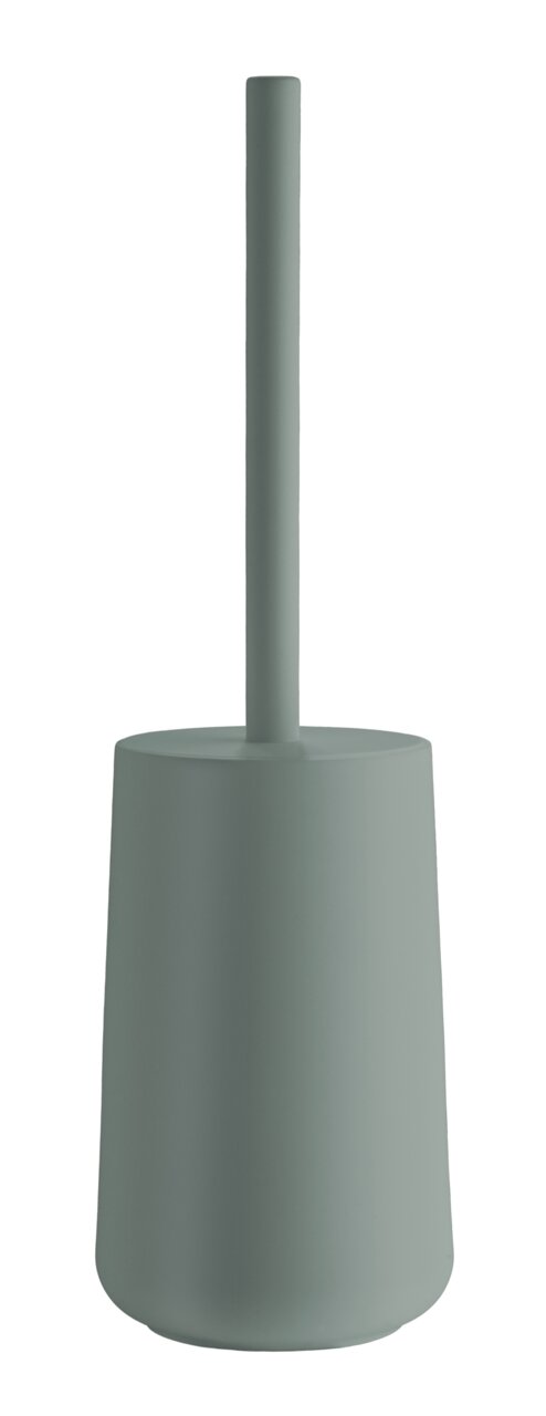 WC-Bürste mit Behälter aus Kunststoff in minimalistischer, moderner Gestaltung, frontal abgebildet.