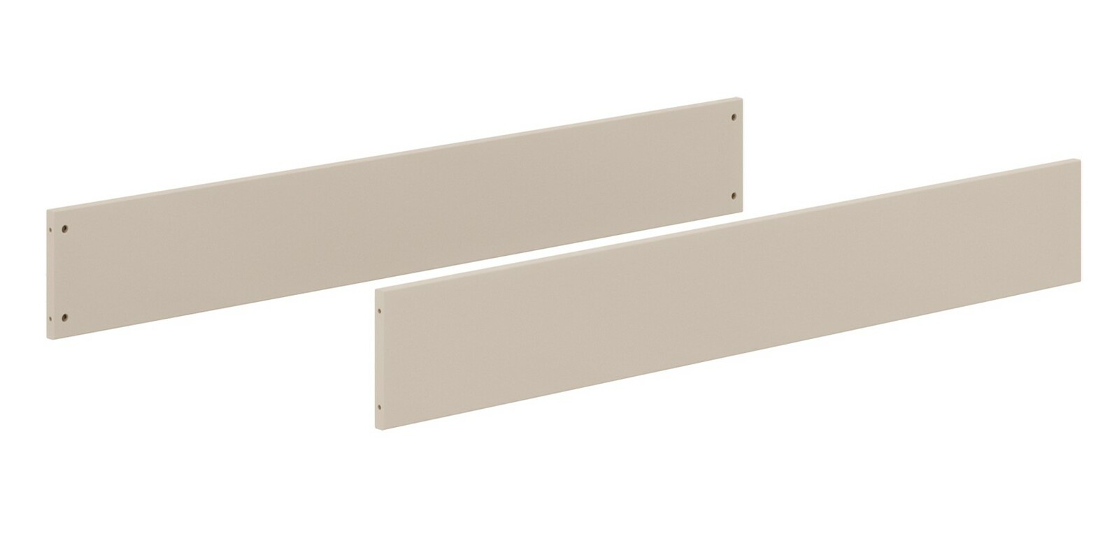 Zwei beige Umbauseiten aus Holz, seitliche Perspektive