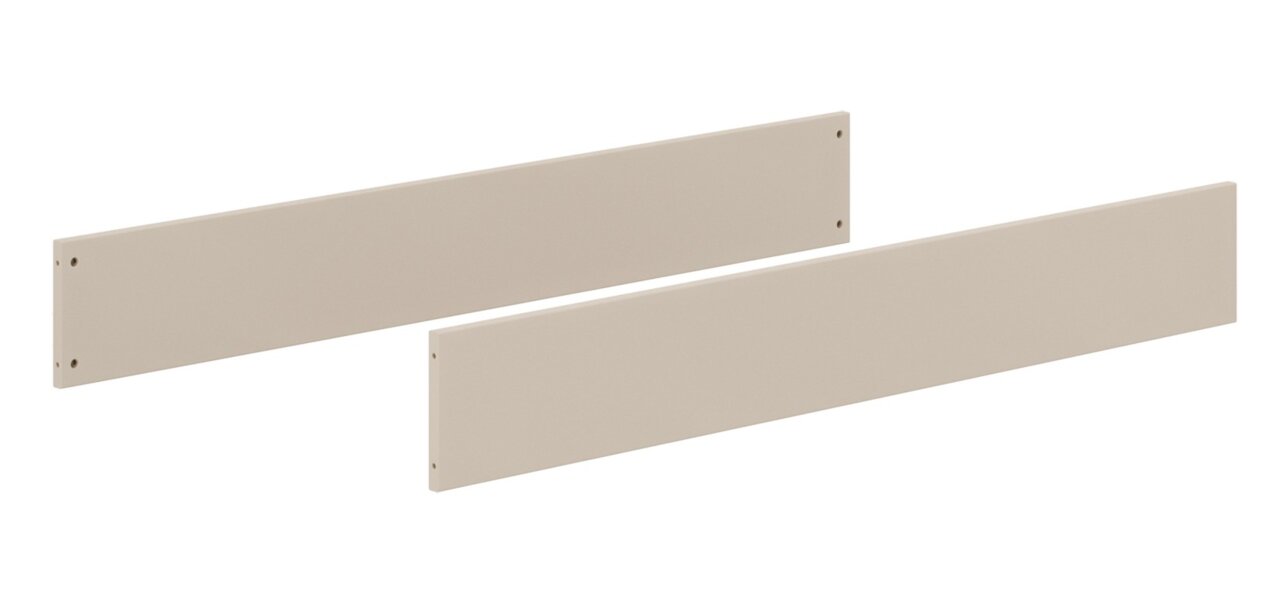 Zwei beige Umbauseiten aus Holz, seitliche Perspektive
