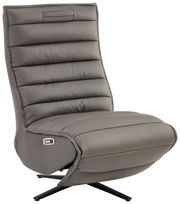 Graue Relaxliege mit hoher Rückenlehne und modernem Design, seitliche Perspektive