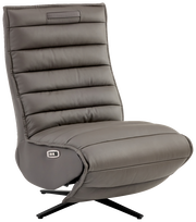 Graue Relaxliege mit hoher Rückenlehne und modernem Design, seitliche Perspektive