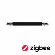 Schwarzer Switchdimmer Zigbee in seitlicher Ansicht mit Zigbee-Logo.