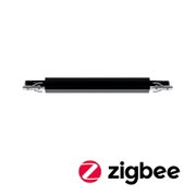 Zwarte Zigbee-schakeldimmer in zijaanzicht met Zigbee-logo.