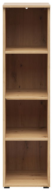 Holzregal mit vier offenen Fächern, frontale Ansicht