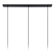 Moderne schwarze Pendelleuchte mit drei Aufhängungen, seitliche Perspektive