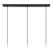 Moderne schwarze Pendelleuchte mit drei Aufhängungen, seitliche Perspektive