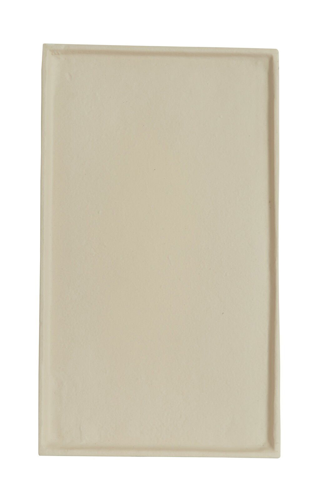 Rechteckige, beige Schale aus Keramik, von oben betrachtet.