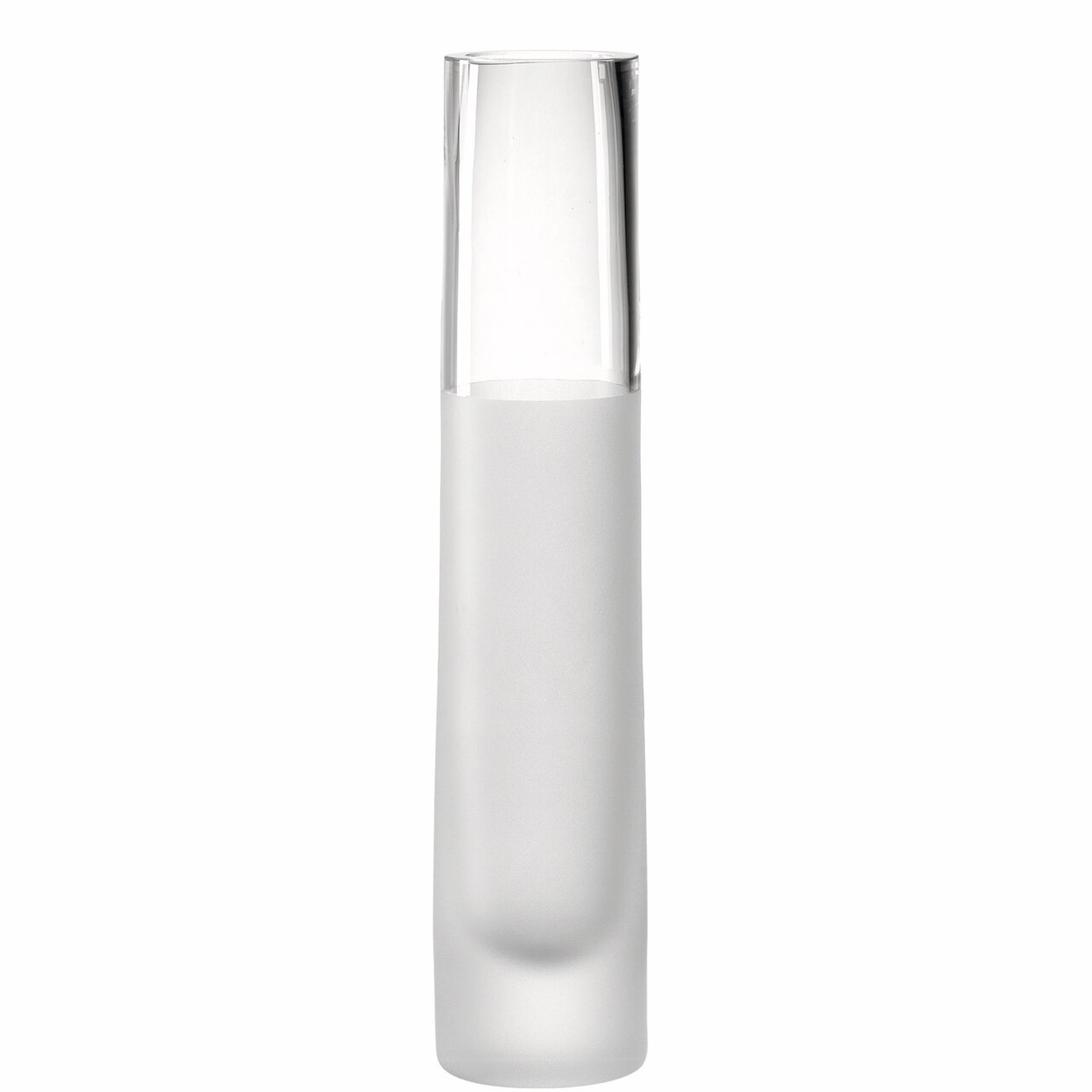 Solifleurvase Novara satiniert, 30 cm hoch, aus Glas mit klarem oberen und satiniertem unteren Teil, Frontalansicht