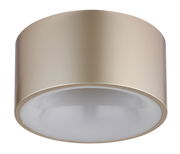 Runde Deckenleuchte in goldener Farbe, seitliche Perspektive