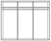 Drehtürenschrank mit drei Fächern, frontal betrachtet