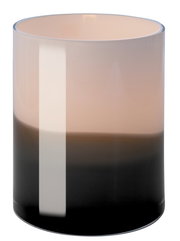 Zylindrische Vase aus Glas mit Farbverlauf von Schwarz zu Beige, seitliche Perspektive