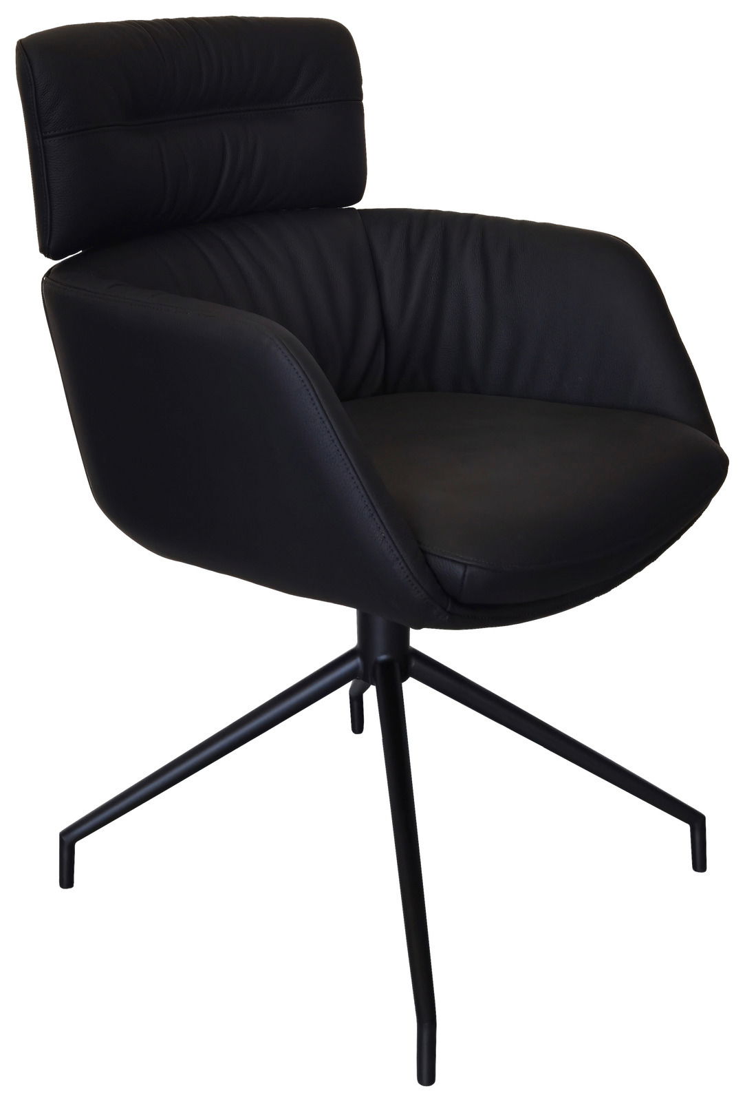 Dieter Knoll Armlehnstuhl PABLO Schwarzer Armlehnstuhl mit modernem Design und vierbeinigem Metallgestell, seitliche Perspektive