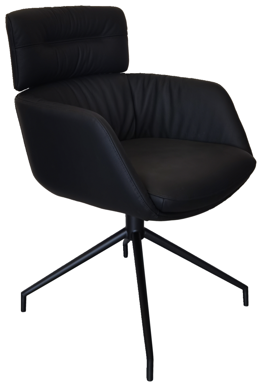 Dieter Knoll Armlehnstuhl PABLO Schwarzer Armlehnstuhl mit modernem Design und vierbeinigem Metallgestell, seitliche Perspektive