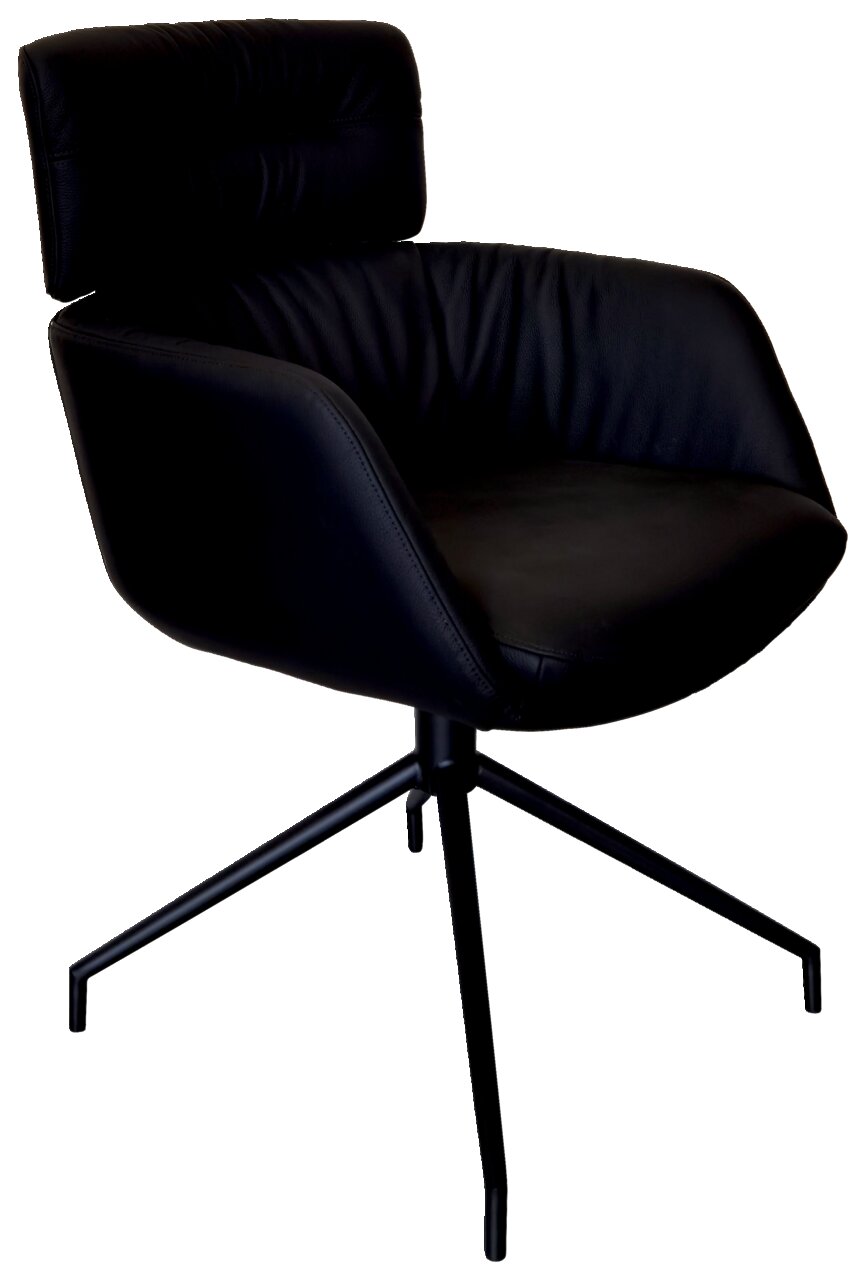 Dieter Knoll Fauteuil PABLO Zwarte fauteuil met een modern ontwerp en een metalen onderstel met vier poten, zijaanzicht