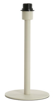 Beiger Lampenfuß aus Metall mit schwarzer Fassung, seitliche Perspektive