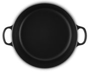 Schwarzer Bräter mit zwei Griffen, Draufsicht