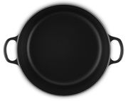 Schwarzer Bräter mit zwei Griffen, Draufsicht