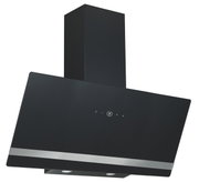 Moderne schwarze Dunstabzugshaube mit schrägem Design, Frontansicht