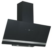 Moderne schwarze Dunstabzugshaube mit schrägem Design, Frontansicht