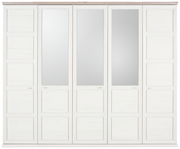 Frontalansicht eines 5-türigen Drehtürenschranks mit Spiegeln in der Mitte, Modell CAMRON von Hom'in.