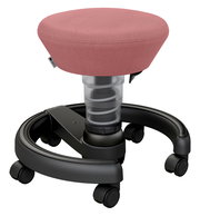 Rosa Sitzhocker für Kinder mit Rollen, seitliche Perspektive