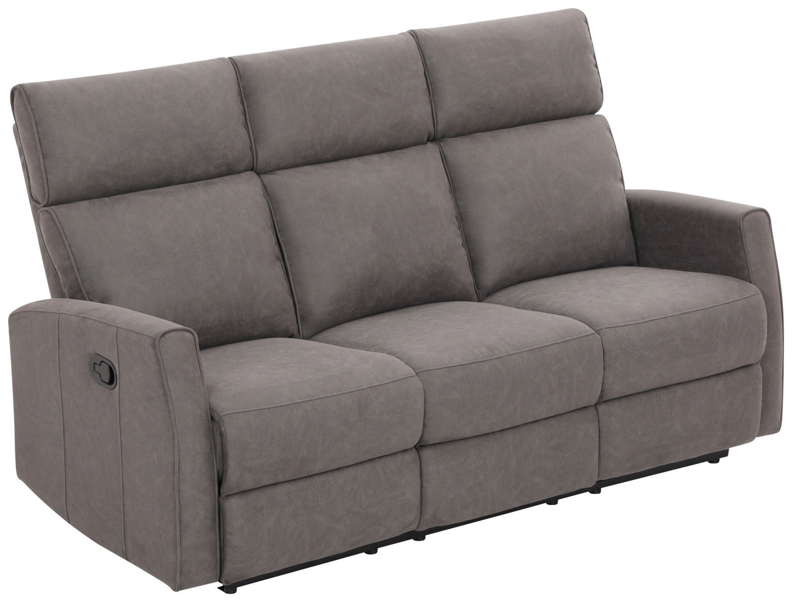 Graues 3-Sitzer-Sofa XORA Polster LIAN, seitliche Perspektive