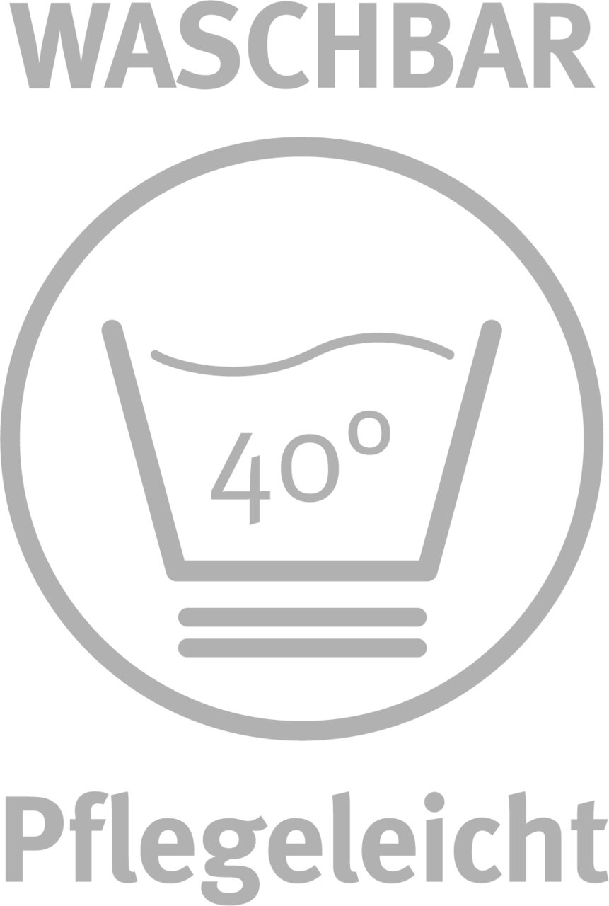 Symbol für waschbar bei 40 Grad, pflegeleicht, frontalansicht